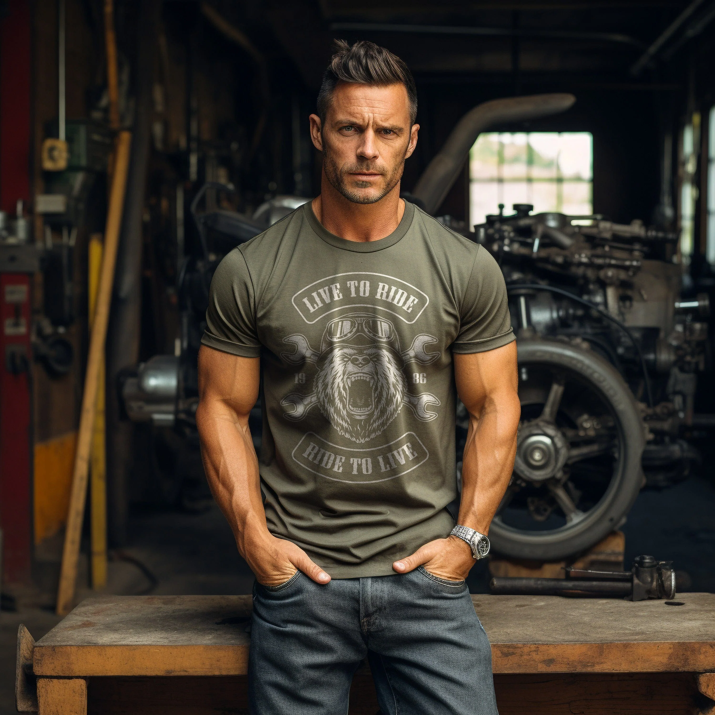 Bear Head Live to T-Shirt - Image 19