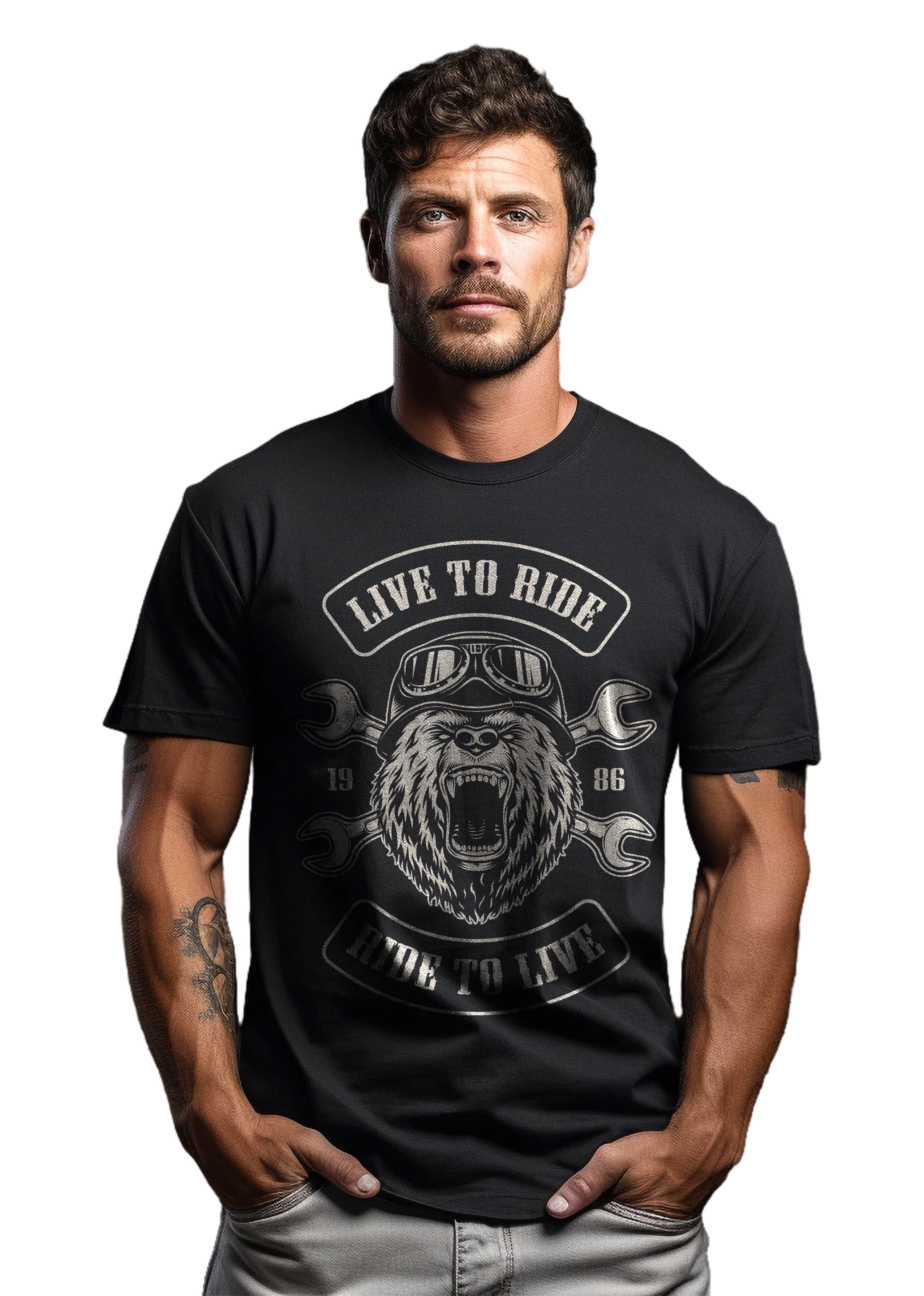 Bear Head Live to T-Shirt - Image 3