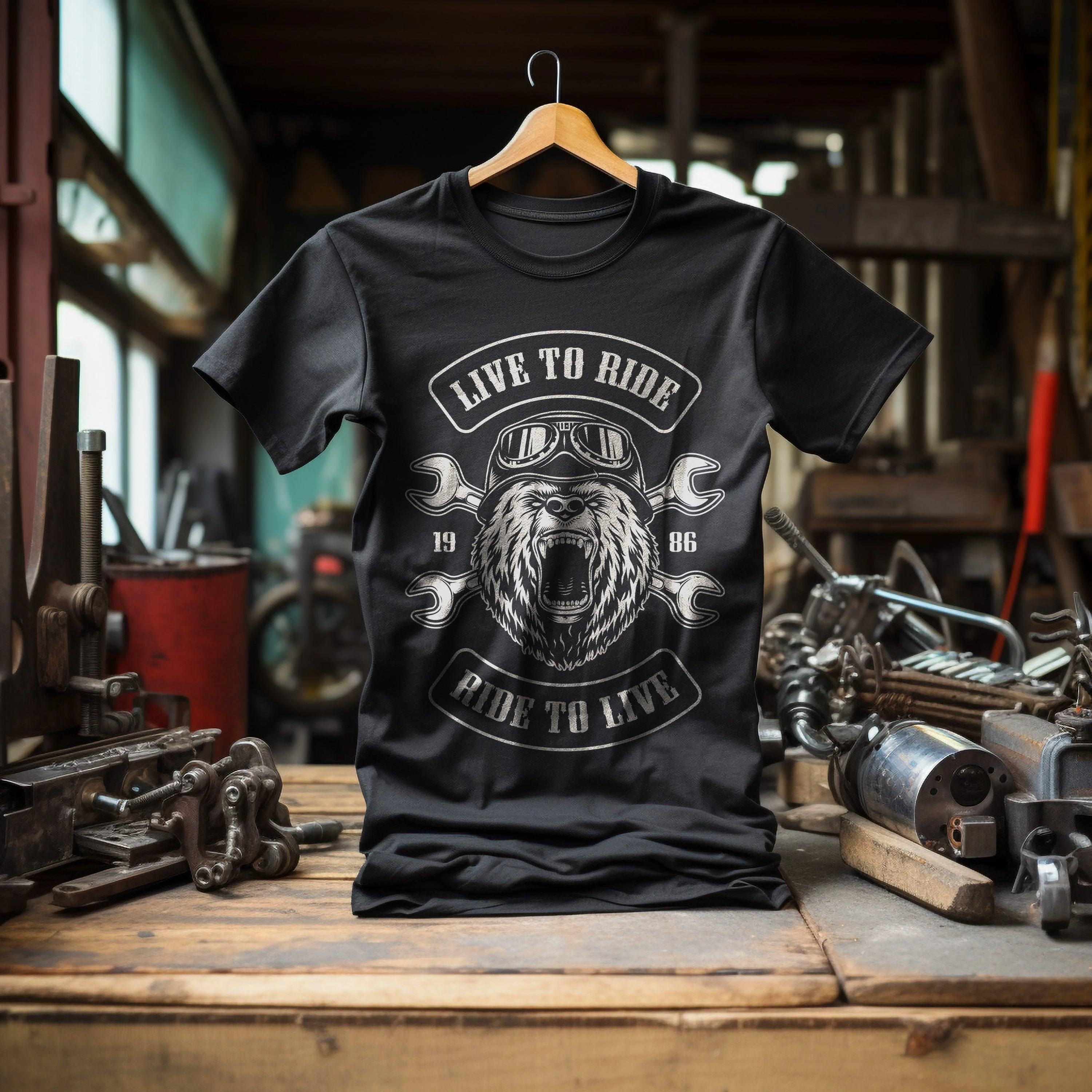 Bear Head Live to T-Shirt - Image 4