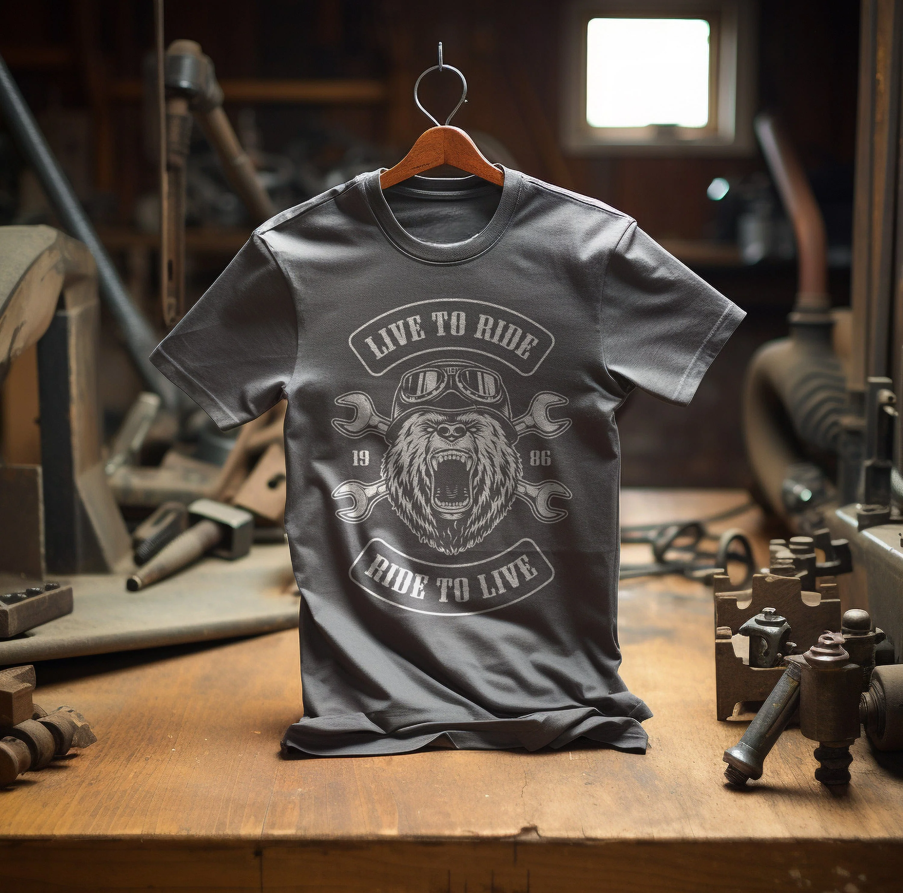 Bear Head Live to T-Shirt - Image 6