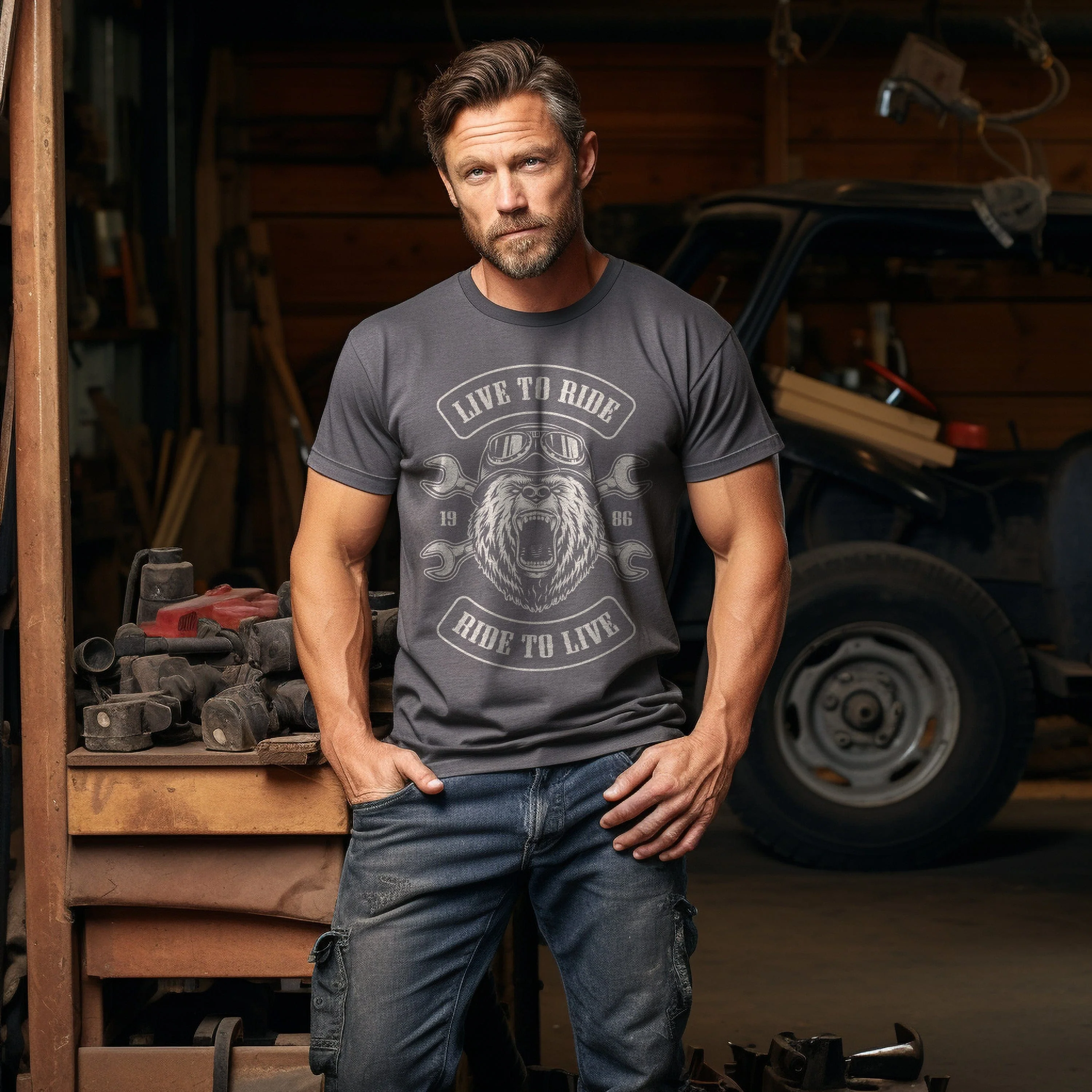 Bear Head Live to T-Shirt - Image 7