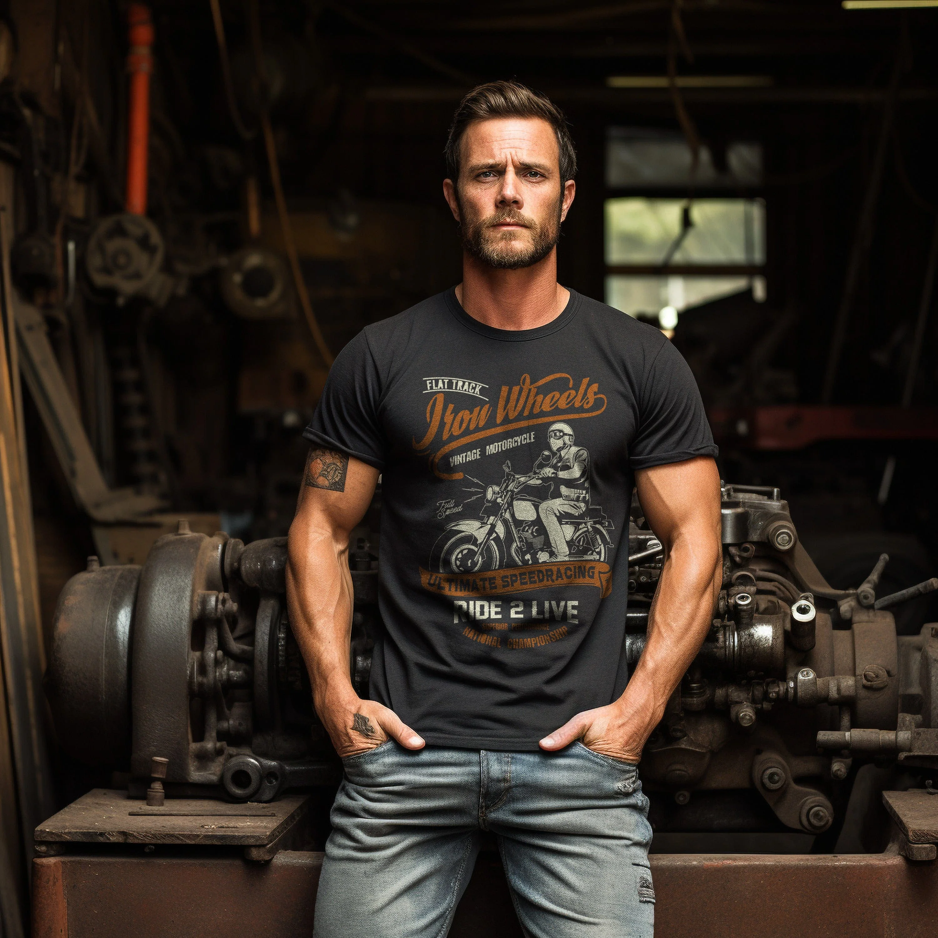 Biker Iron Wheels T-Shirt - Image 5