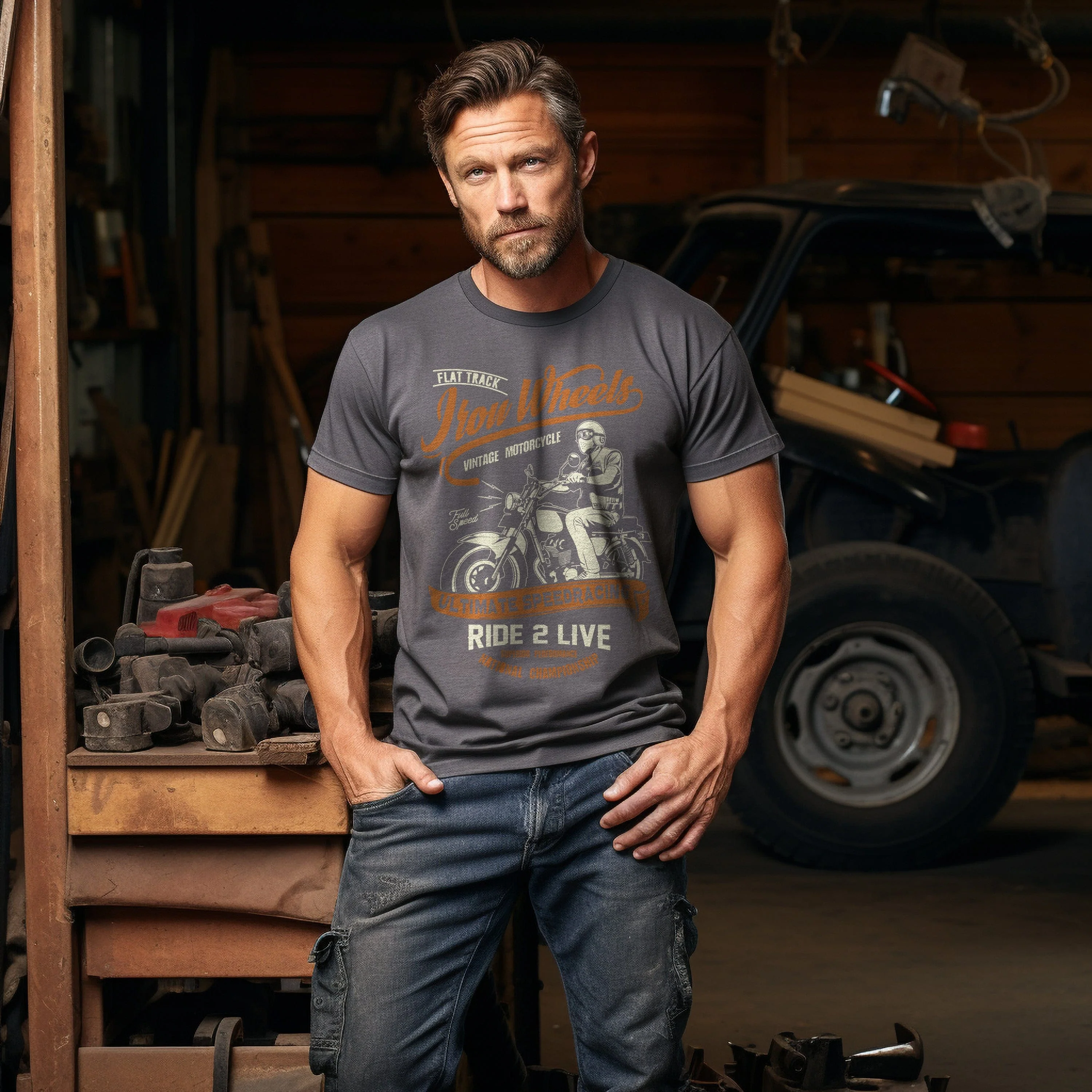 Biker Iron Wheels T-Shirt - Image 9