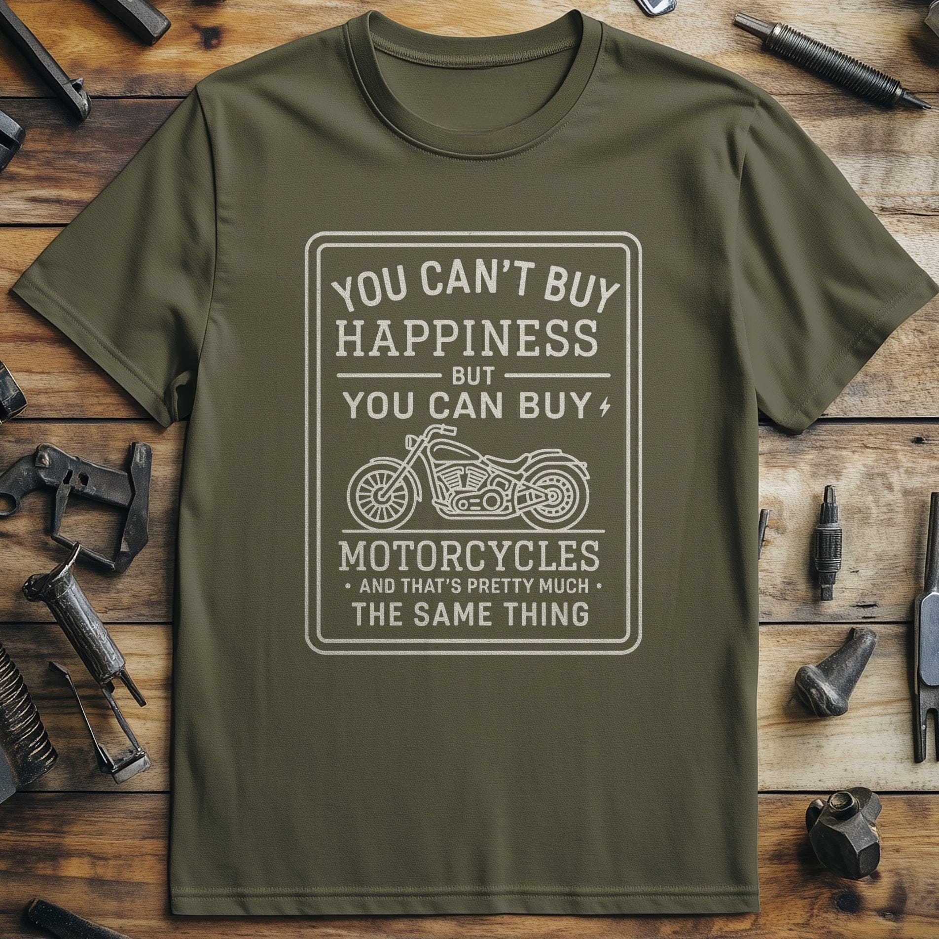cant buy happiness 53 motorcycle T Shirt - Image 3