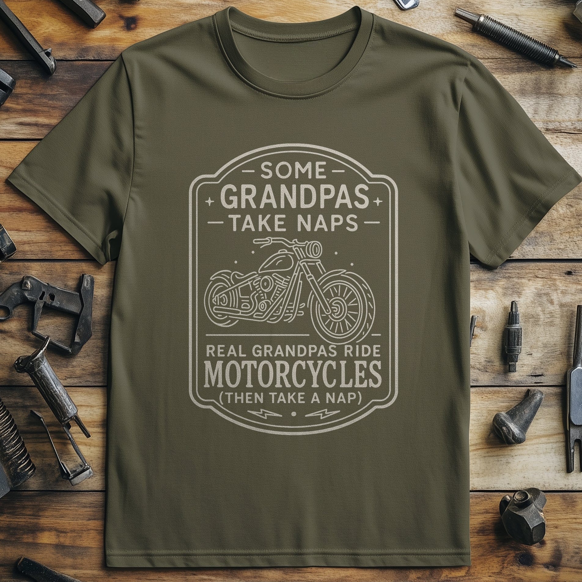 grandpa nap 58 motorcycle T Shirt - Image 3