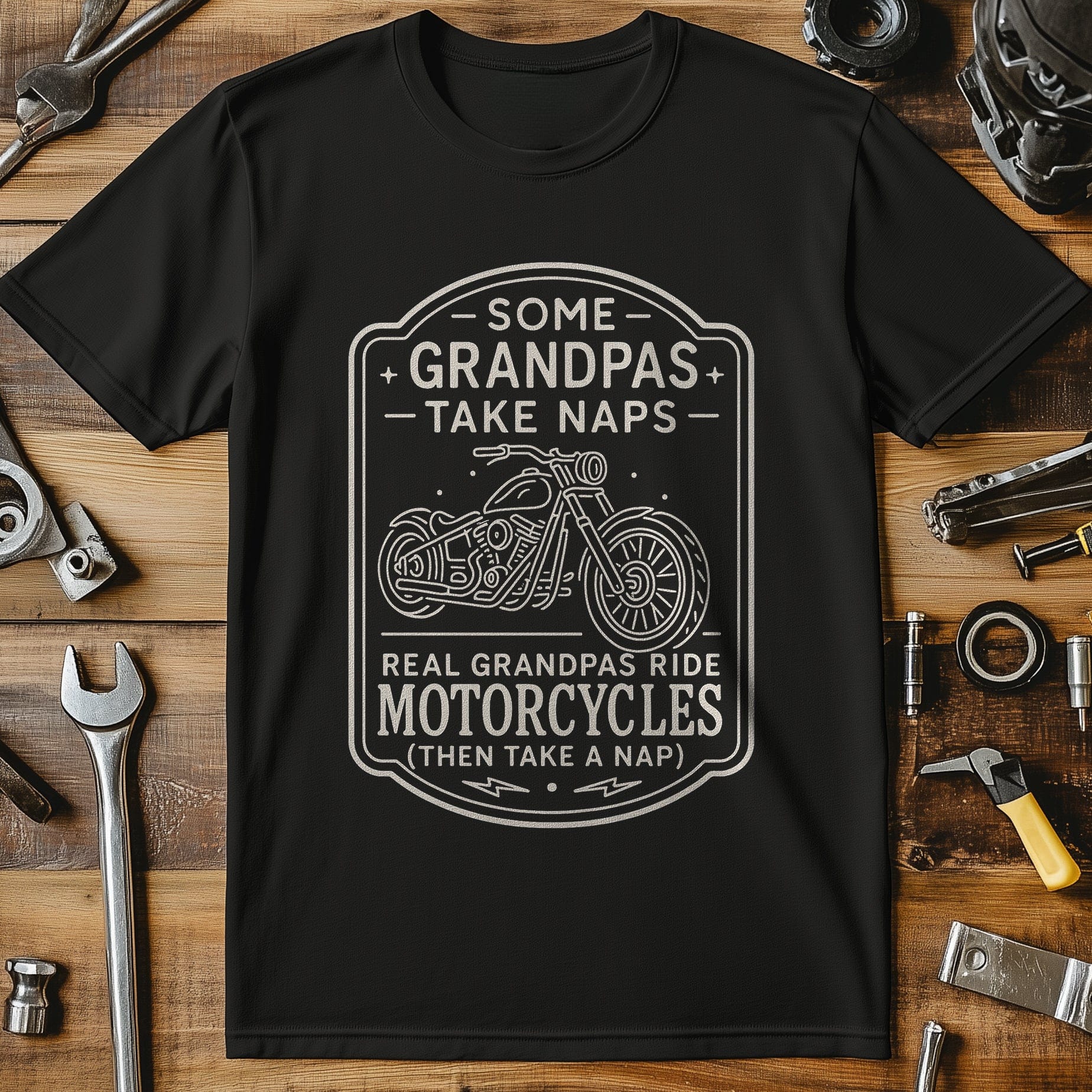grandpa nap 58 motorcycle T Shirt - Image 4