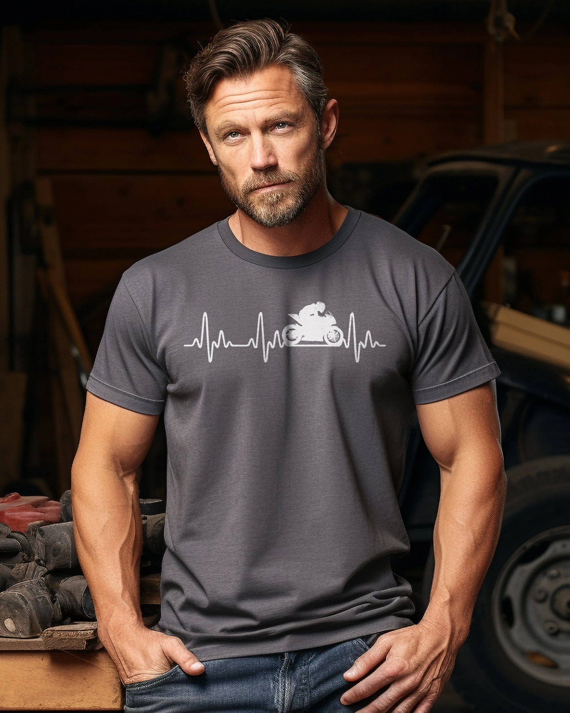 Sports Bike Heartbeat T-Shirt - Image 14