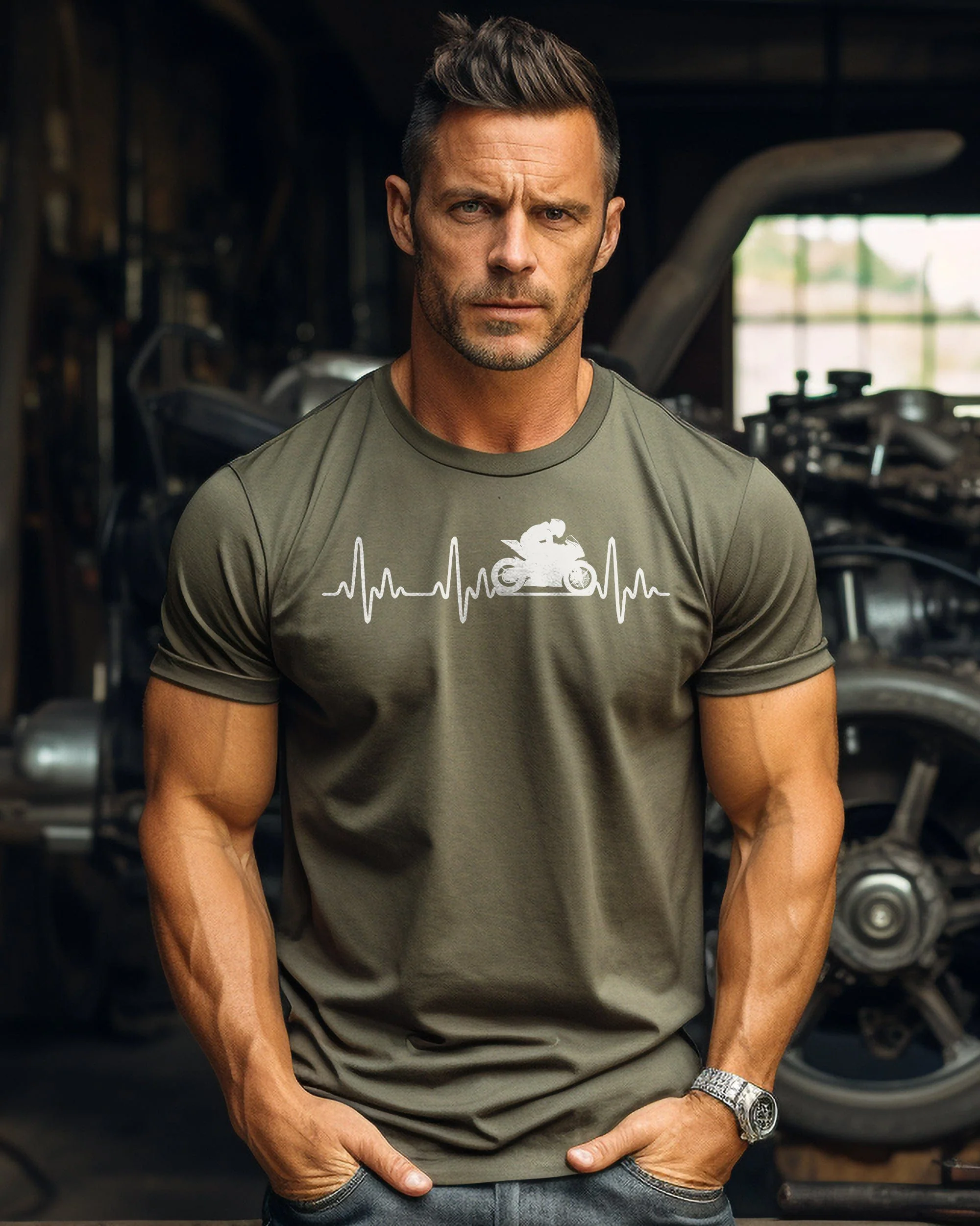 Sports Bike Heartbeat T-Shirt - Image 16