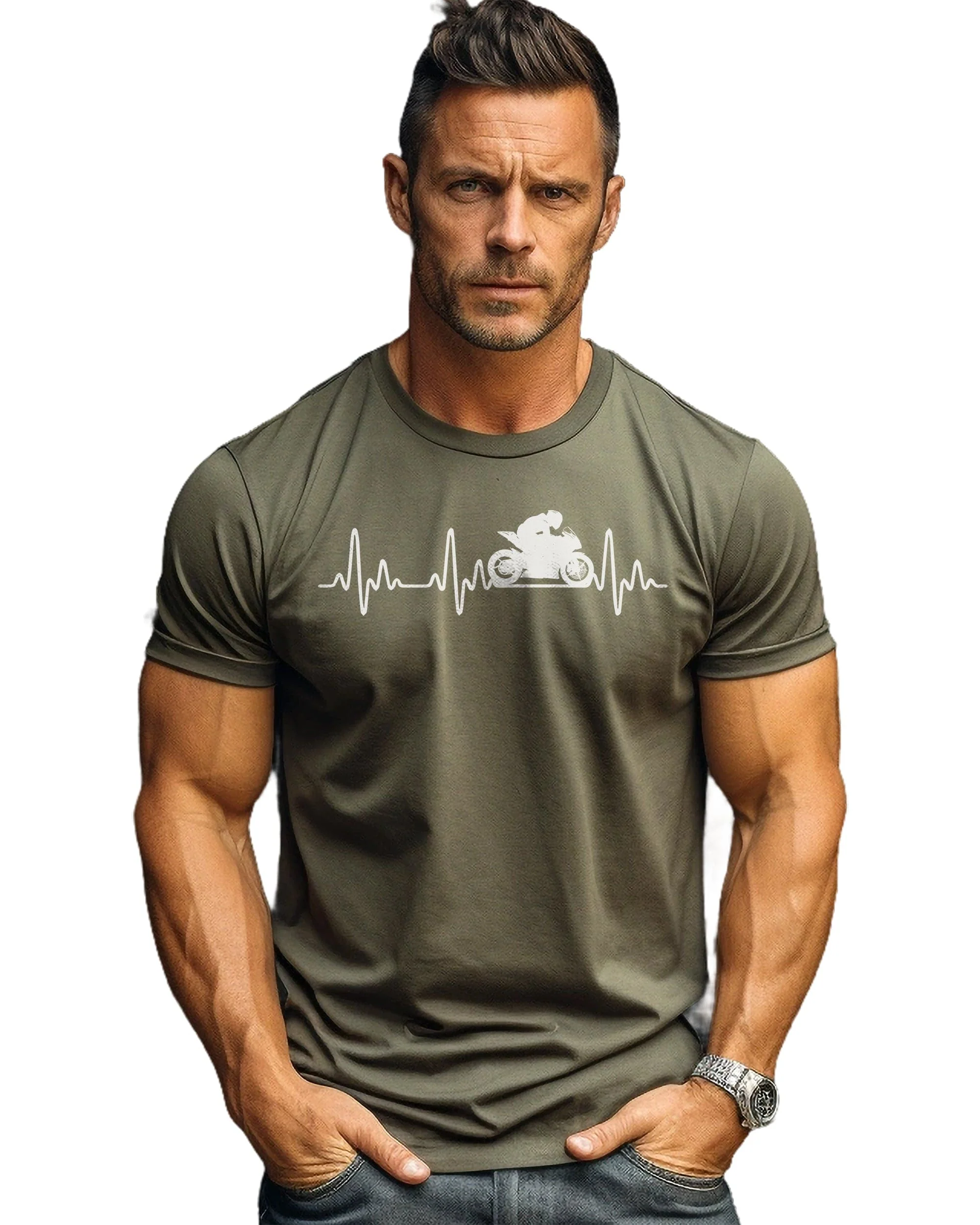 Sports Bike Heartbeat T-Shirt - Image 7